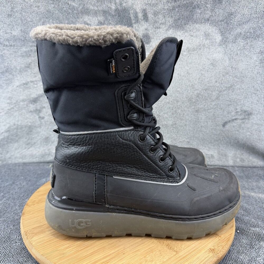 UGG Boots Mens Size 8.5 Black Cordura Nylon Shearling Lined Winter Snow 1153390